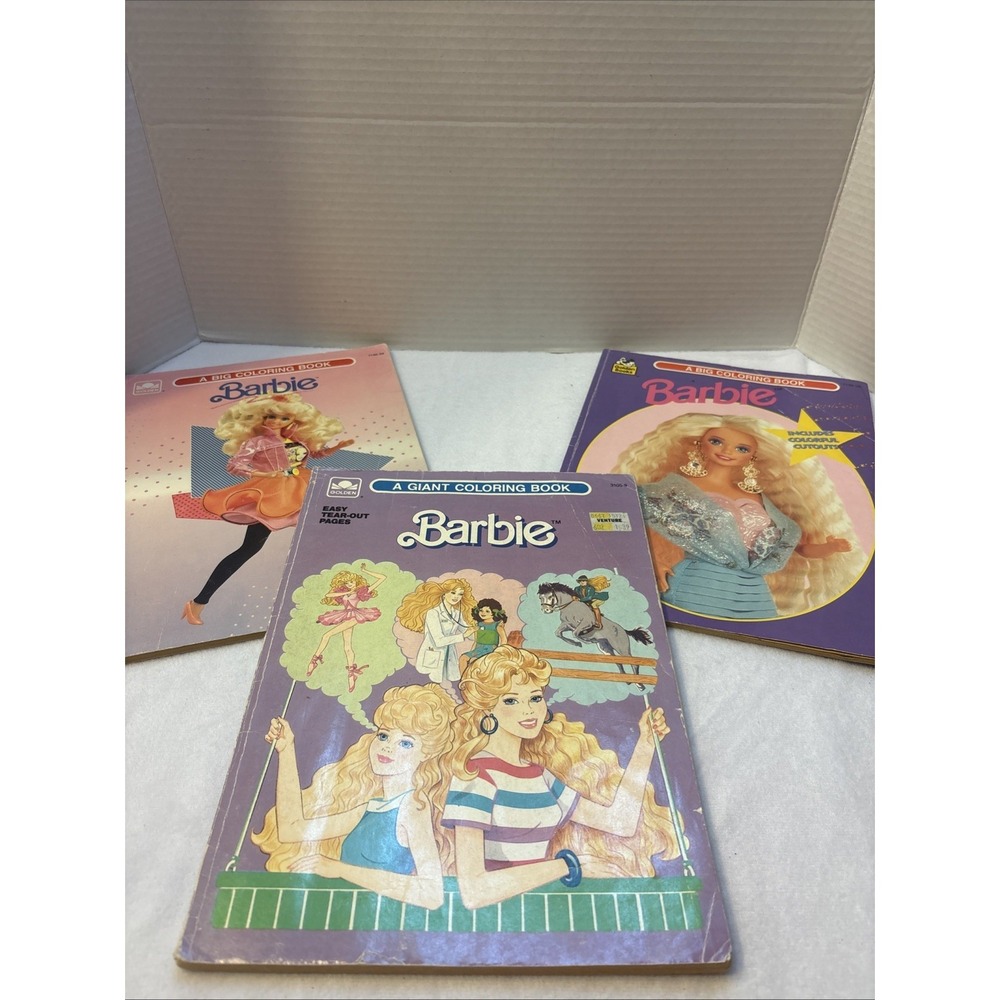One Giant And Two Big Coloring Books Barbie Dated 1989, 90, And 94